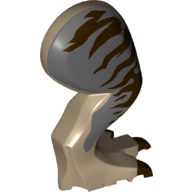Animal Body Part, Dinosaur, Tyrannosaurus Rex Leg, Right, with Pin, Dark Brown Claws and Dark Brown Stripes on Dark Bluish Gray Print Dark Tan