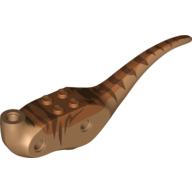 Animal Body Part, Dinosaur, Raptor Body with Dark Orange Top with Dark Brown Stripes Print Mittelnougat