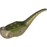 Animal Body Part, Dinosaur, Raptor Body with Olive Green Markings Print Dark Tan