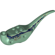 Animal Body Part, Dinosaur, Raptor Body with Blue Lines and Spots Sand Green