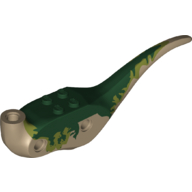 Animal Body Part, Dinosaur, Dilophosaurus Body with Dark Green and Olive Green Markings Print Dark Tan