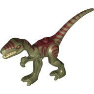 Animal, Dinosaur, Coelophysis / Gallimimus with Dark Red Markings Print Olivgrün