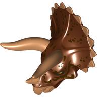 Animal Body Part, Dinosaur, Triceratops Head with Dark Brown Spots, Medium Nougat Horns Rotbraun