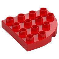 Duplo Platte rund Ecke 4 × 4 Rot