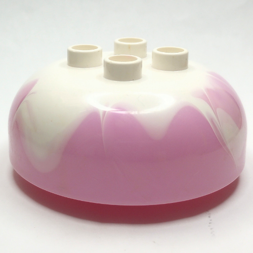 Duplo Brick Round 4 × 4 Dome Top with 2 × 2 Studs - Marbled White 'Frosting' Coral