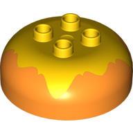 Duplo Brick Round 4 × 4 Dome Top with 2 × 2 Studs - Marbled Yellow 'Frosting' or Rocket Flame Orange