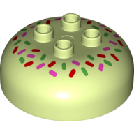 Duplo Brick Round 4 × 4 Dome Top with 2 × 2 Studs - Candy Sprinkles Print Yellowish Green