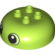 Duplo Brick Round 4 × 4 Dome Top with 2 × 2 Studs with Two Eyes Print Limette