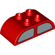 Duplo Brick 2 × 4 Curved Top with Double Window print on Both Sides Red