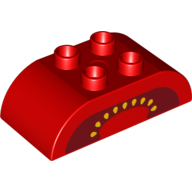 Duplo Brick 2 × 4 Curved Top with Tomato Yellow Seeds and Black Cavity Print Rot