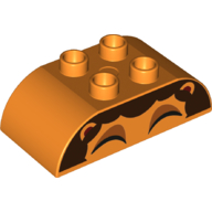 Duplo Brick 2 × 4 Curved Top with Lion Mane and Eyebrows print Orange