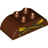 Duplo Brick 2 × 4 Curved Top with 2 Crossed Oars print Reddish Brown