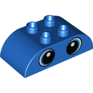 Duplo Brick 2 × 4 Curved Top with Two Eyes Print Blue