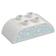 Duplo Brick 2 × 4 Curved Top and Bubbles Print Weiß