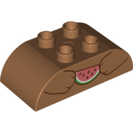 Duplo Brick 2 × 4 Curved Top with Bear Arms Holding Watermelon Slice Print Mittelnougat