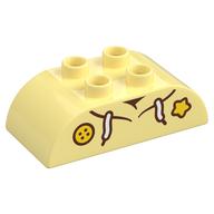 Duplo Brick 2 × 4 Curved Top, Hoodie Top and Yellow Star and Button Print Leuchtendes Hellgelb