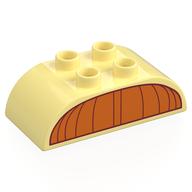 Duplo Brick 2 × 4 Curved Top with Orange Pumpkin Top print Leuchtendes Hellgelb