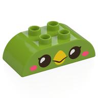 Duplo Brick 2 × 4 Curved Top, Bird Eyes Print Limette
