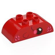 Duplo Brick 2 × 4 Curved Top, Fish Face Print Red