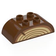 Duplo Brick 2 × 4 Curved Top, Wood Print Rotbraun