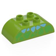 Duplo Brick 2 × 4 Curved Top, Green and Medium Azure Triangular Spots Print Limette