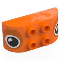 Duplo Brick 2 × 4 Curved Top, Eyes Print Orange
