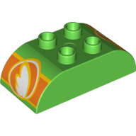 Duplo Brick 2 × 4 Curved Top with Disney Planes Fuel Logo Printed on Both Curved Ends Hellgrün