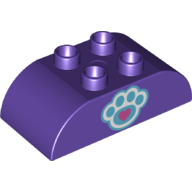 Duplo Brick 2 × 4 Curved Top with Animal Paw print Dark Purple