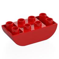 Duplo Stein 2 × 4 gebogen unten Rot