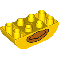 Duplo Brick 2 × 4 Curved Bottom with Chicken Beak print Yellow