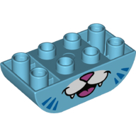 Duplo Brick 2 × 4 Curved Bottom with Cat Nose and Mouth print Medium Azure