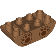 Duplo Brick 2 × 4 Curved Bottom with Bear Paws Print Mittelnougat
