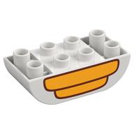 Duplo Brick 2 × 4 Curved Bottom with Beehive print White