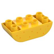Duplo Brick 2 × 4 Curved Bottom with Bright Light Orange Dots print Gelb