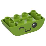Duplo Brick 2 × 4 Curved Bottom with Face, Winking, Kissing print Lime