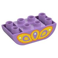 Duplo Brick 2 × 4 Curved Bottom with Yellow Butterfly Wing Print Mittellavendel