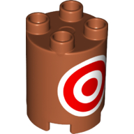 Duplo Brick Round 2 × 2 × 2 with Red and White Target Print Dunkelorange