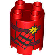 Duplo Brick Round 2 × 2 × 2 with Dynamite Print Red