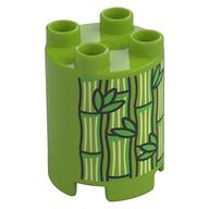 Duplo Brick Round 2 × 2 × 2 with Bamboo and Leaves Print Limette