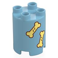 Duplo Brick Round 2 × 2 × 2 with Bright Light Yellow Bones print Mittelazur