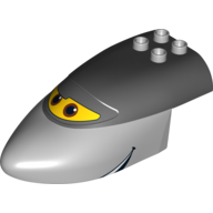 Duplo Airplane Large Fuselage Forward with Black Top with Brown Eyes on Yellow Window Print (Siddeley) Hellblaugrau