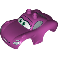 Duplo Car Body 2 Top Studs Sports Coupe Wide with Cars Holley Shiftwell Print Magenta