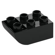 Duplo Stein 2 × 3 mit gebogen unten Schwarz