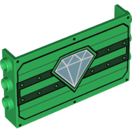 Panel 1 × 6 × 3 with Studs on Sides with Dark Green Lines and Diamond Print Green