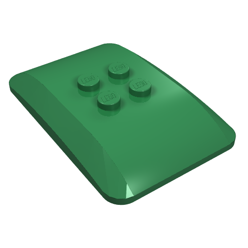Brick Curved 6 × 4 × 2/3 Quad Curved with 2 × 2 Studs Green