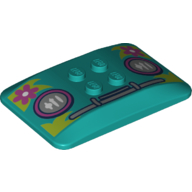 Brick Curved 6 × 4 × 2/3 Quad Curved with 2 × 2 Studs and Grill, Headlights, Magenta Flowers on Bright Green Leaves print Dark Turquoise
