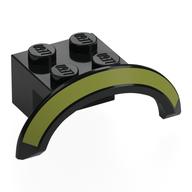Wheel Arch, Mudguard 4 × 2 1/2 × 1 with Olive Green Stripe print Black