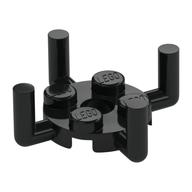 Plate Special Round 2 × 2 with Pin Hole and 4 Bars Up Black