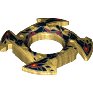Ring 4 × 4 with 2 × 2 Hole and 4 Arrow Ends with Black and Red Snake Heads Print (Ninjago Spinner Crown) Perlgold