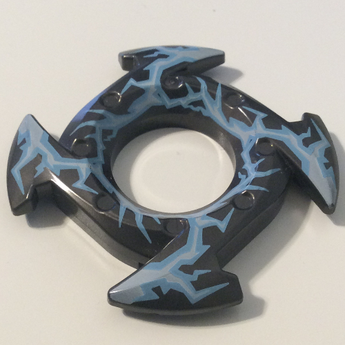 Ring 4 × 4 with 2 × 2 Hole and 4 Arrow Ends with Lightning Print (Ninjago Spinner Crown) Perltitan